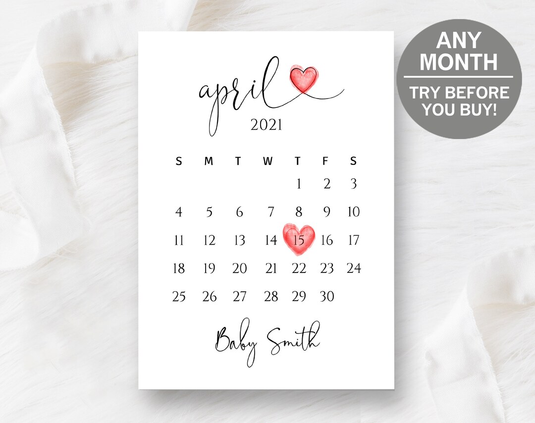 Editable Pregnancy Announcement Calendar for Social Media, Digital Baby ...