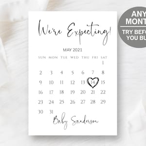 Pregnancy Announcement Calendar, Digital Baby Announcement, Custom Birth Announce, Gender Reveal, Were Expecting, Social Media, Download