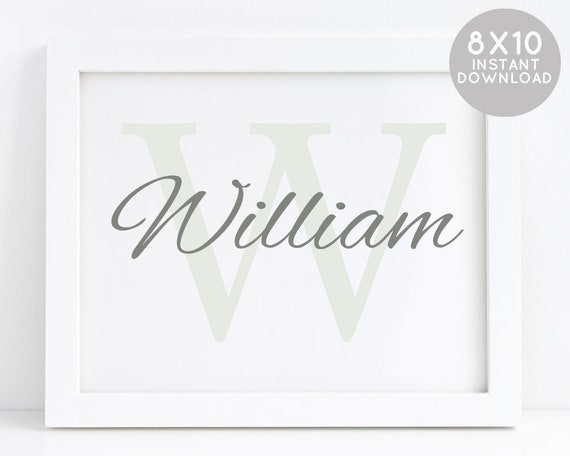 Boy Name Sign Printable Monogram Nursery Name Sign Custom | Etsy