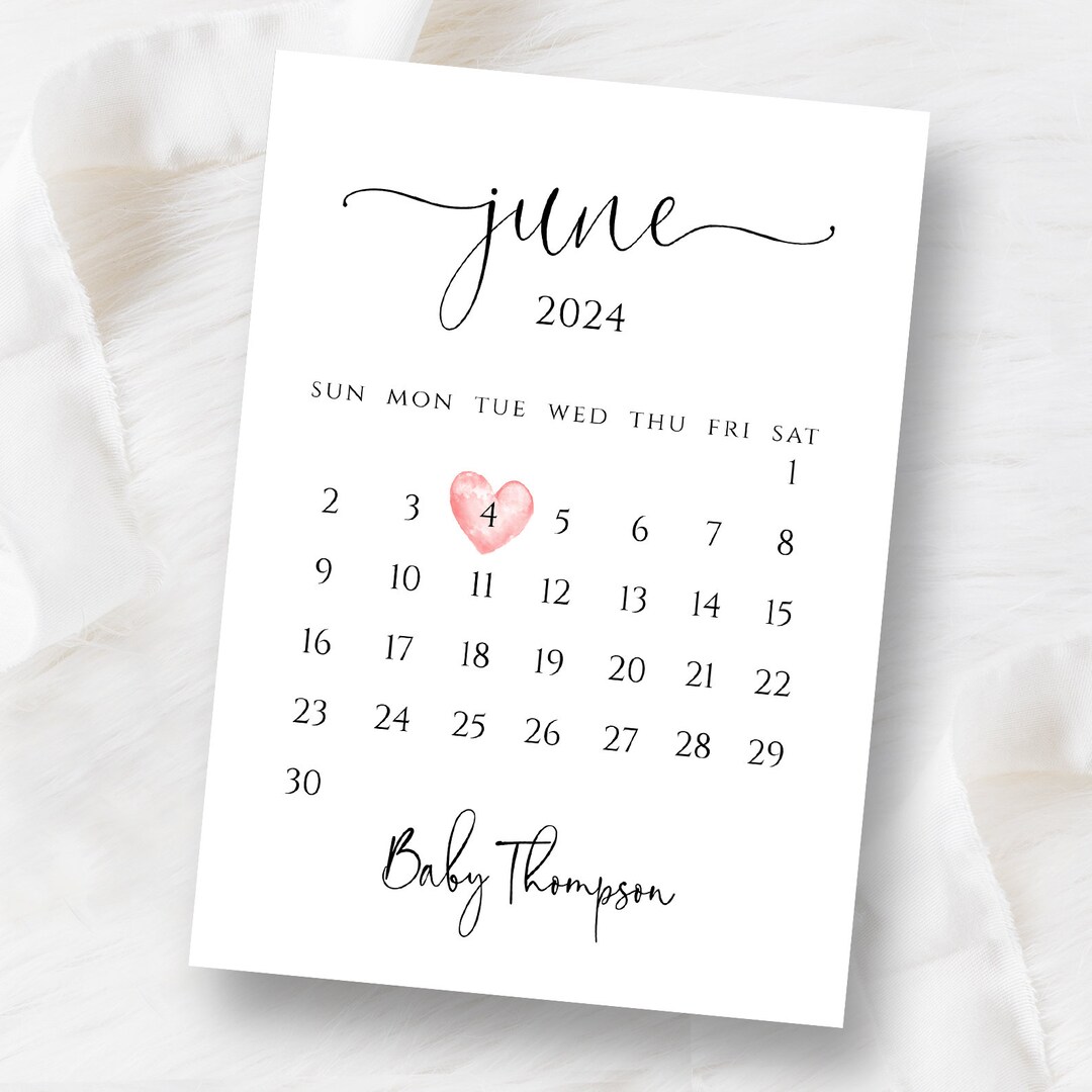 Pregnancy Announcement Calendar, Digital Baby Announcement, Birth ...