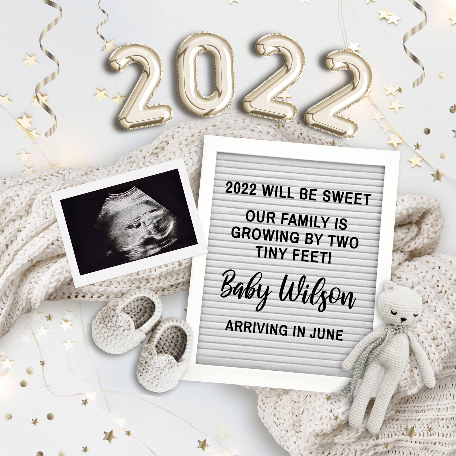 NEW YEAR Pregnancy Announcement Baby Announcement for Social Etsy UK