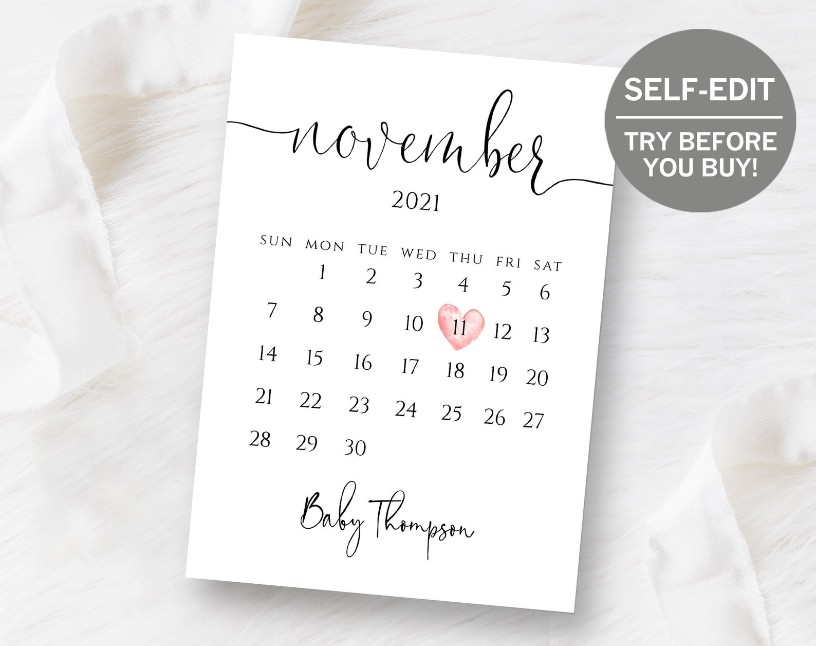 Pregnancy Announcement Calendar Baby Announcement Template Etsy UK