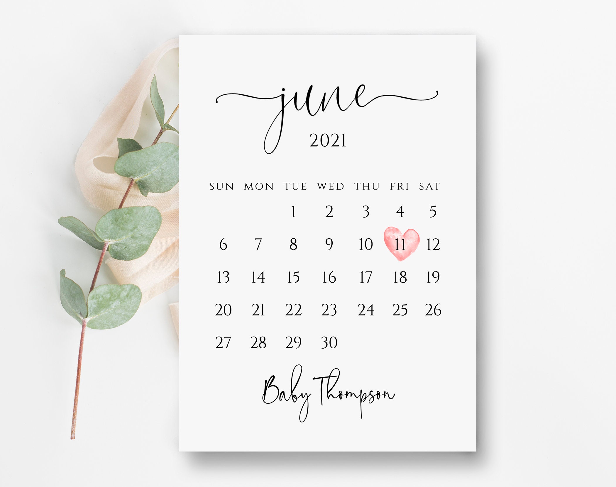 Pregnancy Announcement Calendar Digital Baby Announcement Etsy