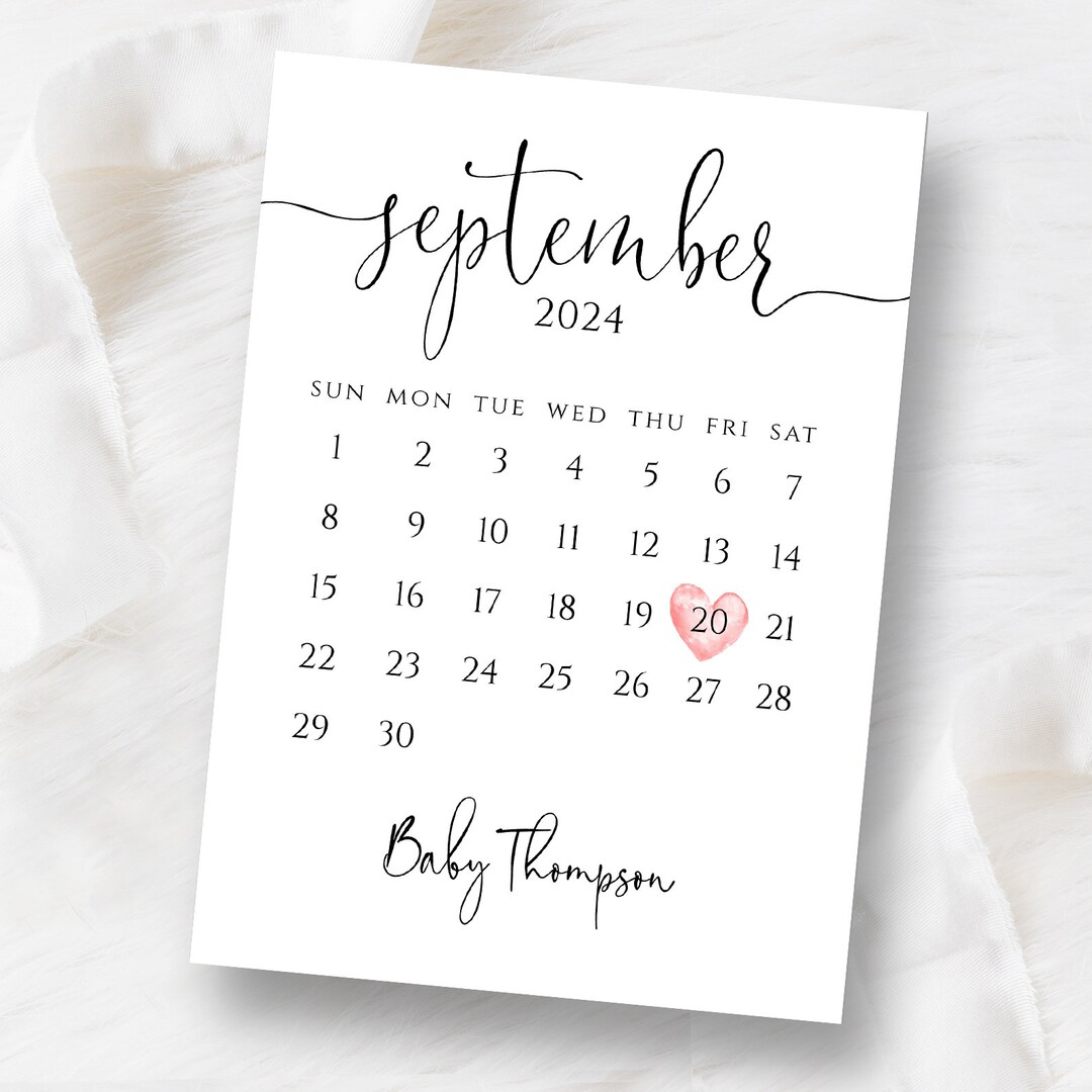 Pregnancy Announcement Calendar, Custom Gender Reveal, Baby Coming Soon