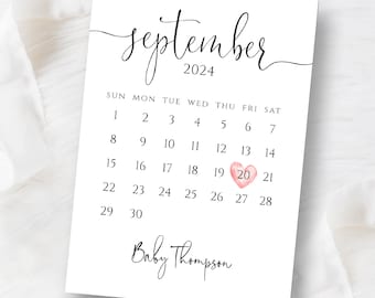 Pregnancy Announcement Calendar, Custom Gender Reveal, Baby Coming Soon, Digital Baby Announcement for Social Media, Printable Due Date