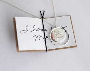 Actual Handwriting Necklace with Accent Ring