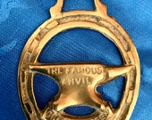 Vintage brass horse badge Gretna Green Famous Anvil Scottish wedding gift souvenir UK