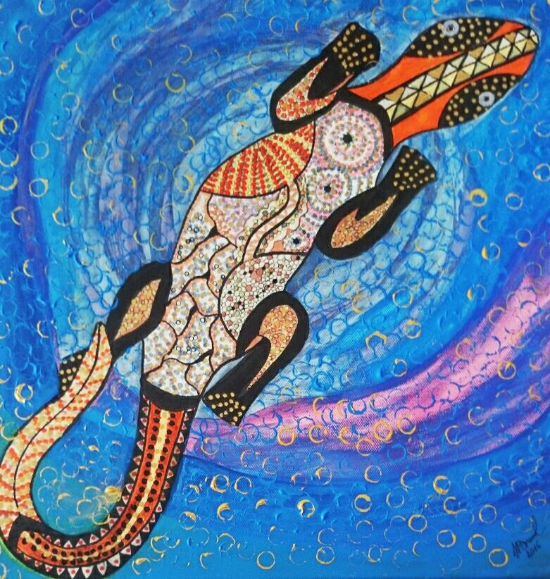 Totem Lizard painting Goanna aboriginal art style original | Etsy