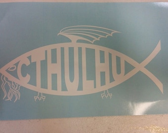 Adesivo per finestra con pesce Cthulhu