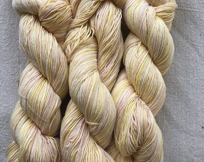 Hand-dyed yarn, 10/3 cotton, 500 yard skeins, in shades of yellow and beige -DY105