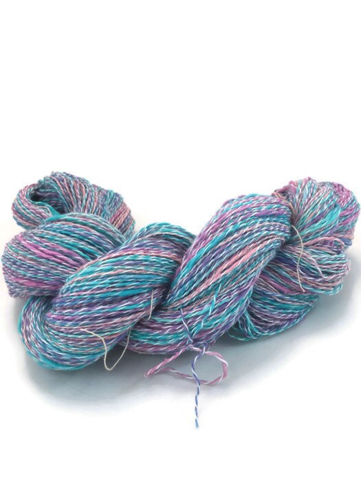 Hand-dyed, cotton and rayon, boucle yarn, 200 yard skeins, in