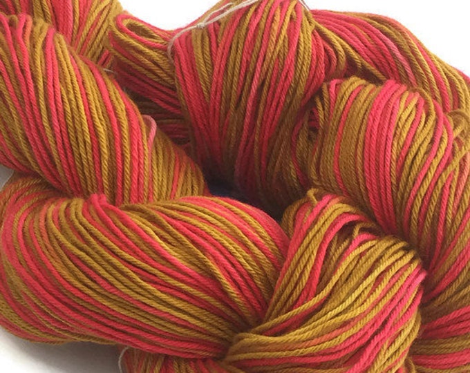 Hand-dyed yarn, cotton, 300 yard skeins, in crimson, hot pink, marigold, and dark goldenrod -81