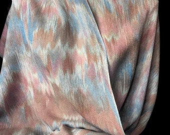 Hand-dyed, handwoven, fringed, Tencel scarf or wrap in brown, blue, rose, and light green -TFS11