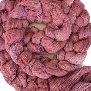 Hand-dyed, pre-wound weaving warp, 14/2 cotton, 6 7/8 yards, multiple ends, in tonal shades of old rose, blush, and pink lavender DW274 image 1