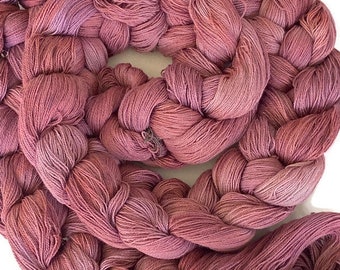 Hand-dyed, pre-wound weaving warp, 14/2 cotton, 6 7/8 yards, multiple ends, in tonal shades of old rose, blush, and pink lavender - DW274