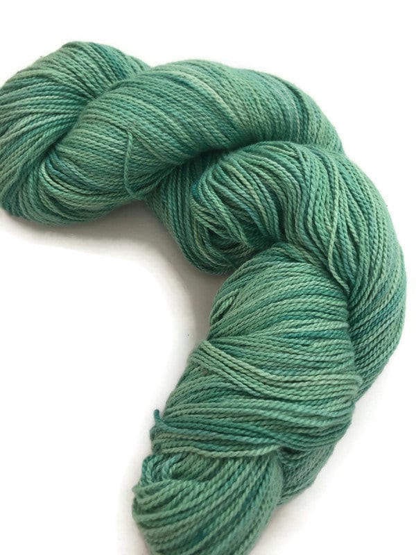Handdyed cotton yarn, 400 yards, in shades of greens