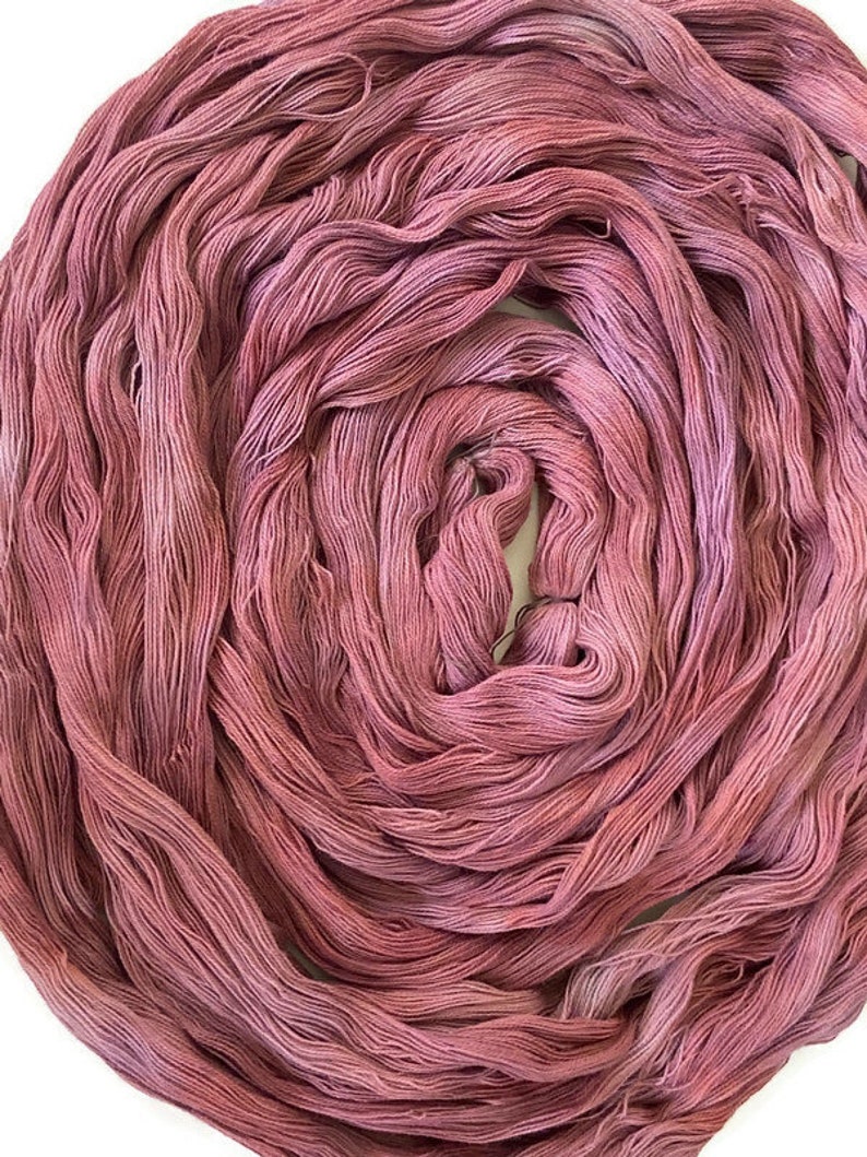 Hand-dyed, pre-wound weaving warp, 14/2 cotton, 6 7/8 yards, multiple ends, in tonal shades of old rose, blush, and pink lavender DW274 image 5