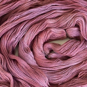 Hand-dyed, pre-wound weaving warp, 14/2 cotton, 6 7/8 yards, multiple ends, in tonal shades of old rose, blush, and pink lavender DW274 image 3