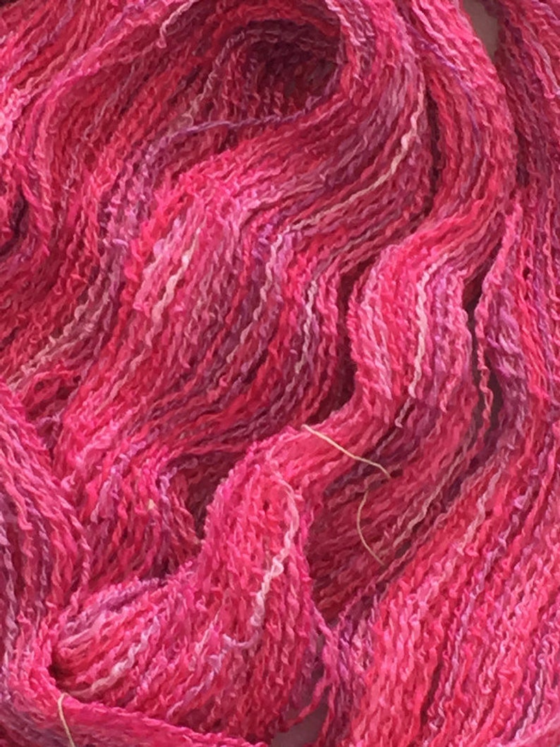 Hand-dyed, cotton and rayon, boucle, 2-ply, in shades of pink and lavender 038 image 3