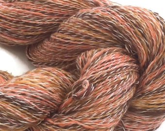 Hand-dyed, cotton and synthetic, thick and thin, 400 yards, in shades of browns and orange -DY71