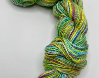 Hand-dyed 4/2 cotton yarn, 218 yard skeins, in many shades of blues, greens, yellows, pinks, red purple, purples, and oranges - DW215