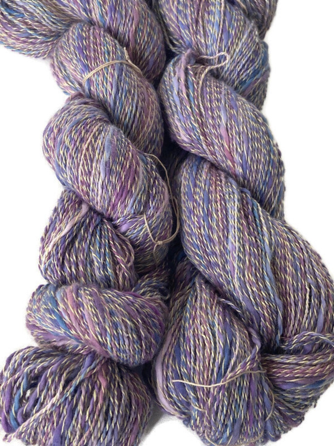 Hand-dyed, cotton and rayon, boucle yarn, 200 yard skeins, in