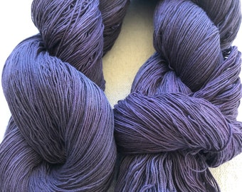 16/3 cotton, hand-dyed, 1200+ yard skein, shades of dark greyed purple