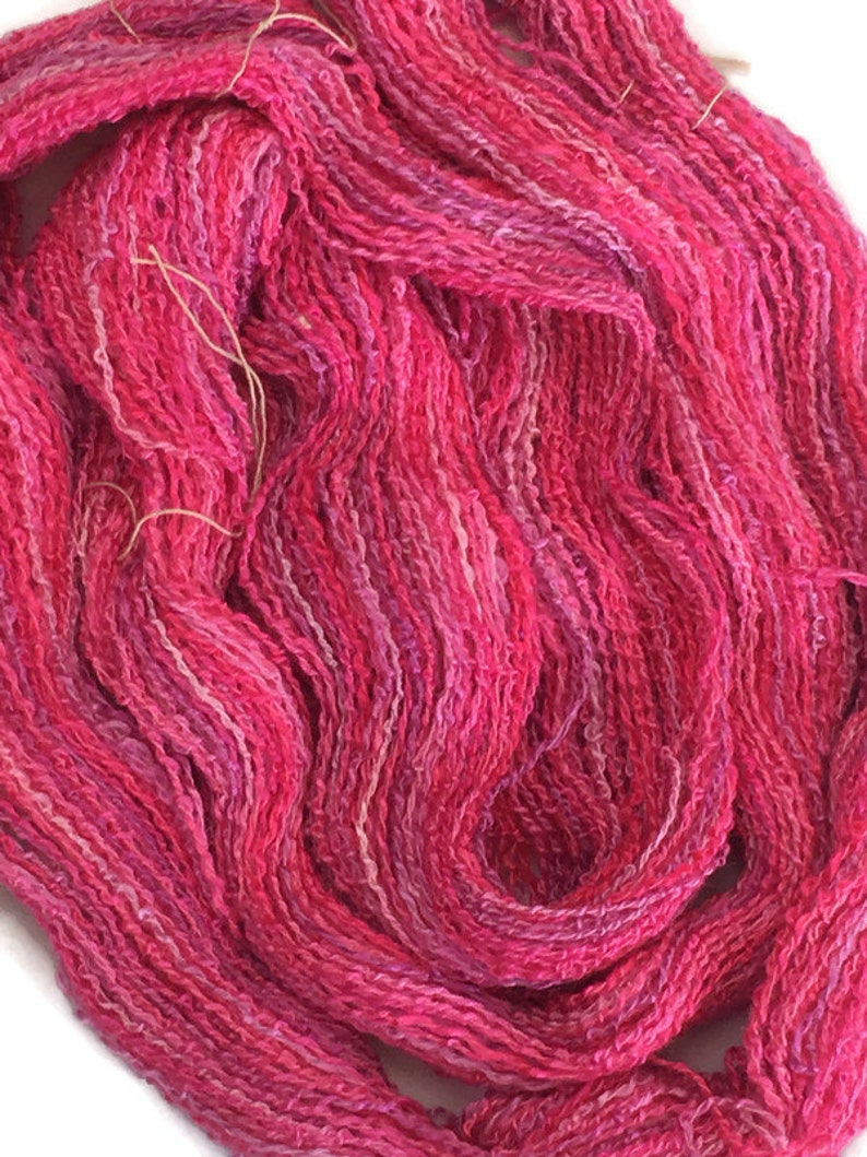 Hand-dyed, cotton and rayon, boucle, 2-ply, in shades of pink and lavender 038 image 4