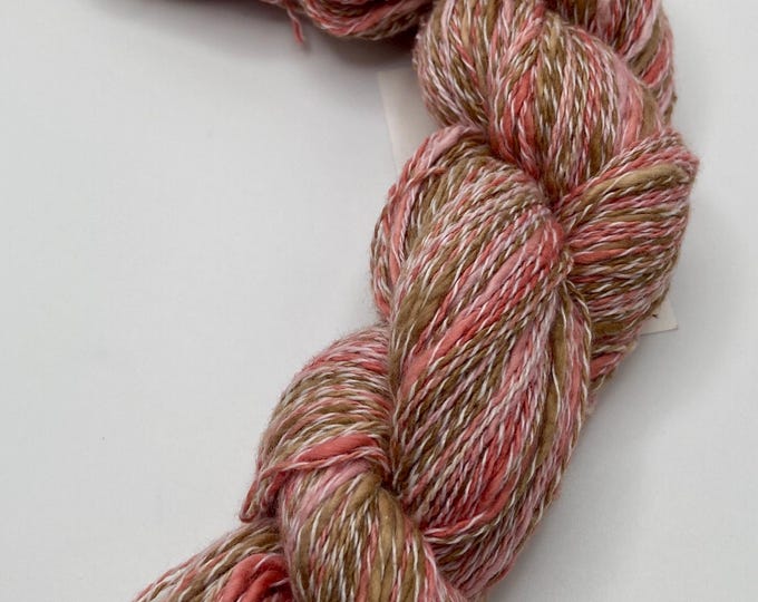 Hand-dyed, cotton and synthetic, 400 yards, in salmon, pink, and brown -062
