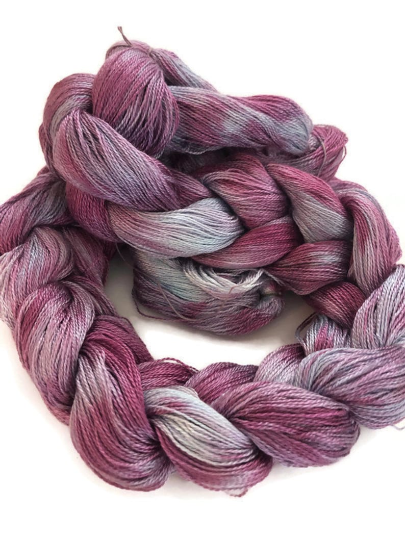 Hand-dyed red purple 300 ends 4 yards long in shades of light blue pre-wound weaving warp 82 tencel and lavender