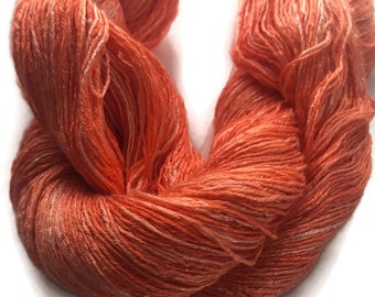 Hand-dyed, rayon 6-ply floss, 500 yards, in shades of orange from light peach to bright orange