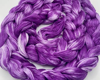 Hand-dyed pre-wound weaving warp, 8/2 tencel/lyocell, 5 5/8 yards, in shades of purples, lavender, and white - DW321