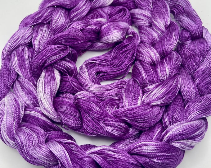 Hand-dyed pre-wound weaving warp, 8/2 tencel/lyocell, 5 5/8 yards, in shades of purples, lavender, and white - DW321