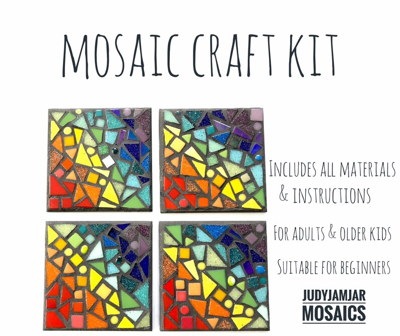 Mosaic Kit Coasters Craft Kit Rainbow Brights Etsy UK