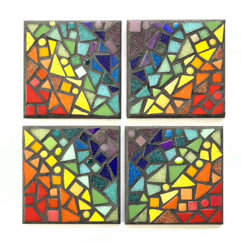 Mosaic Kit Coasters Craft Kit Rainbow Brights Etsy UK