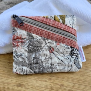Gesteppte Reißverschlusstasche | Kleine Make-up-Tasche oder Geldbeutel aus Stoff und Münzen
