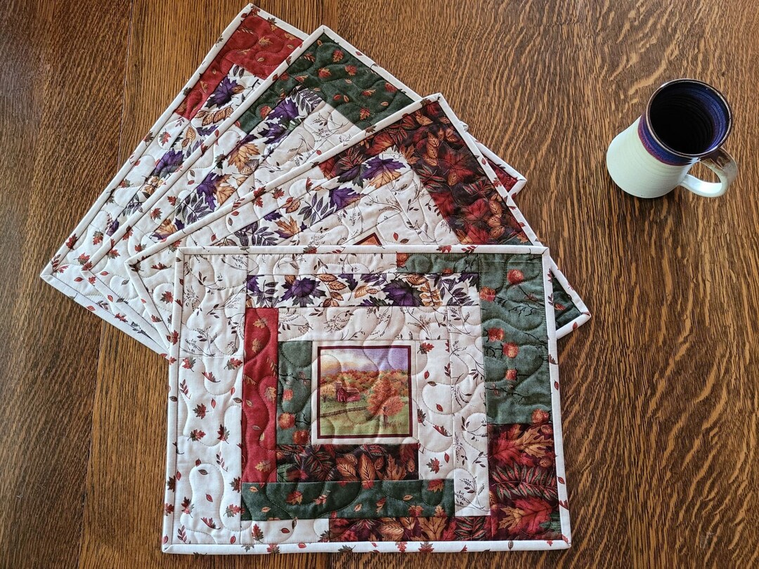 Autumn Leaf Placemats Reversible Quilted Fall Table Mats for Country