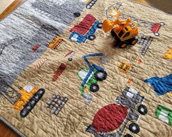 Soft Baby Boy Quilted Blanket with Construction Machines