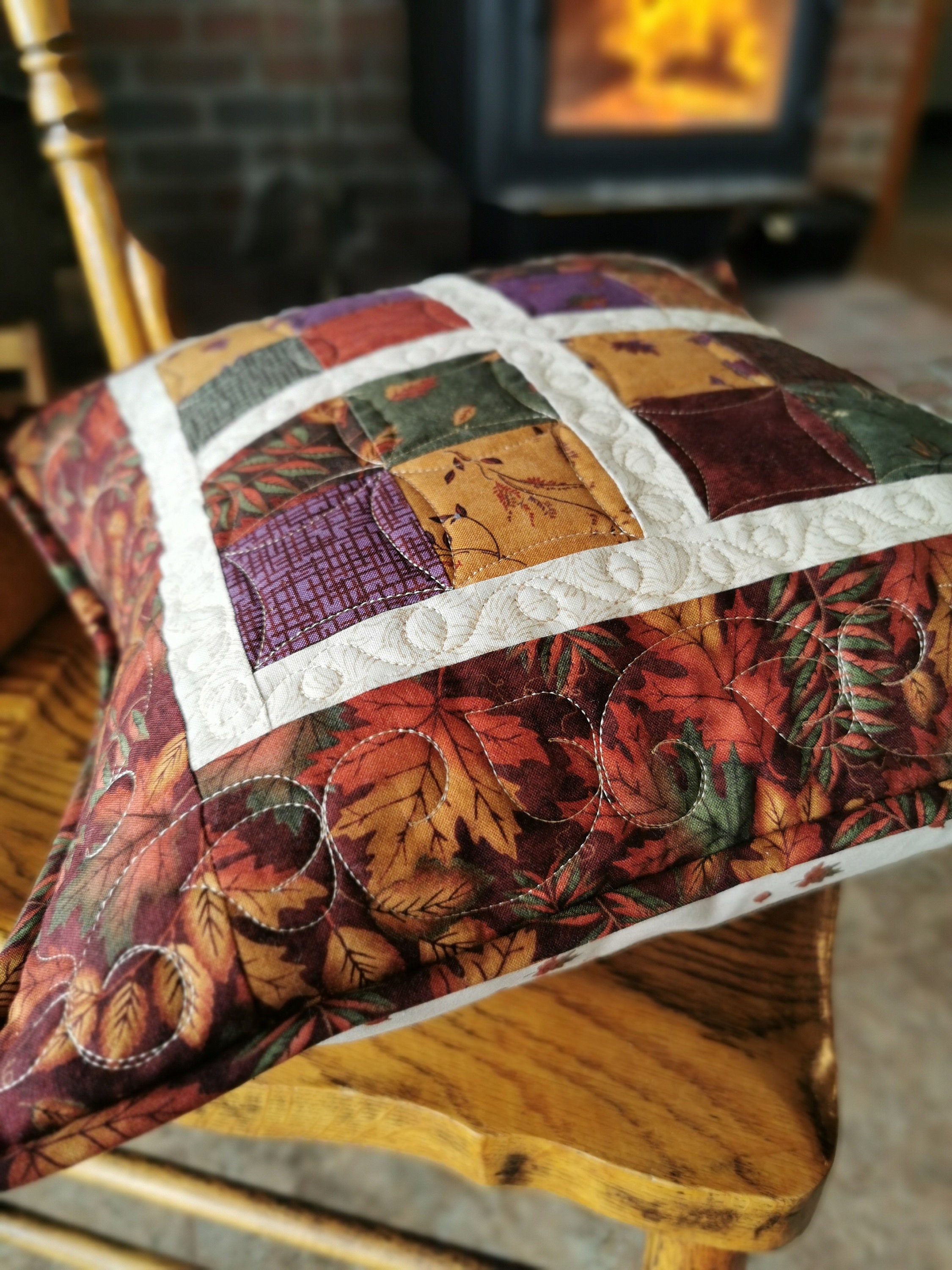 Quilted Throw Pillow Cover 16 inch Pillow Cover Fall Decor Etsy
