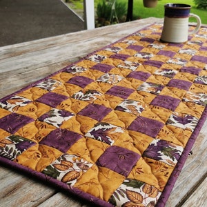 Quilted Table Runner for Fall | Rustic Autumn Leaf Centerpiece Quilt