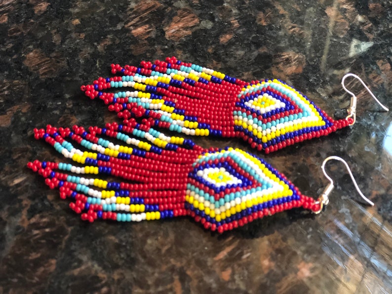 Native American Style seed Bead Choker and Earrings Multicolor Seed Bead Necklace Bib Necklace Seed Bead Jewelry Elegant Beaded Necklace