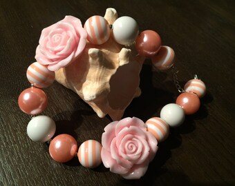 Baby Girl Necklace, Flower Girl Necklace, Party Favor, Chunky Beads Pink Necklace, Baby Necklace, Cute Necklace, Little Girl's Necklace