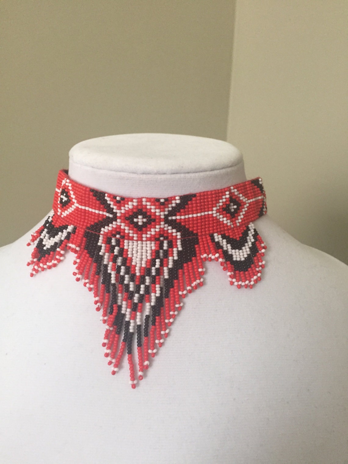Native American Style Choker, Beaded Choker Necklace, Seed Bead