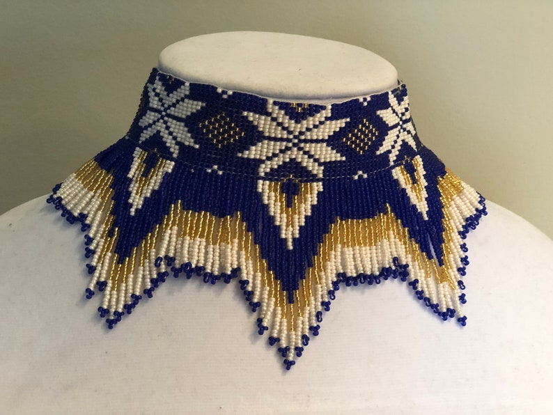 Blue Choker Necklace Seed Bead Necklace Native American Necklace Style