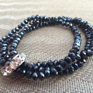 Beaded Bracelet, Crystal Beads Bracelet, Multi Strand Bracelet, Stretch Bracelet, Elegant Bracelet, Seed Bead Bracelet, Gift for Her