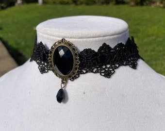 Gothic Black Choker Necklace Lace Necklace Statement Necklace Handmade Jewelry Choker