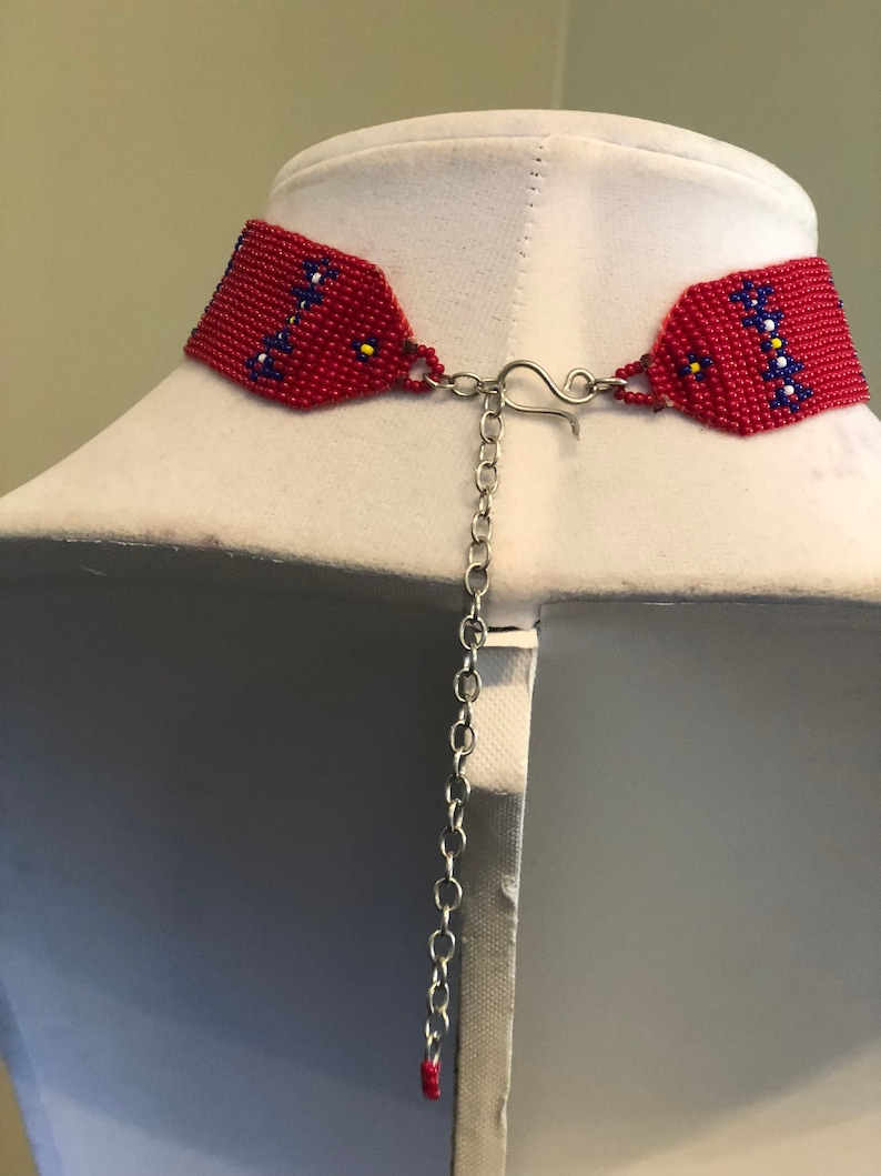 Native American Style seed Bead Choker and Earrings Multicolor Seed Bead Necklace Bib Necklace Seed Bead Jewelry Elegant Beaded Necklace