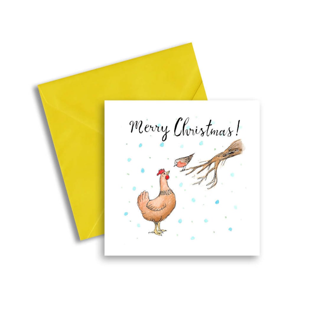 Merry Christmas Chicken and Robin Card Ideal for a Chicken - Etsy