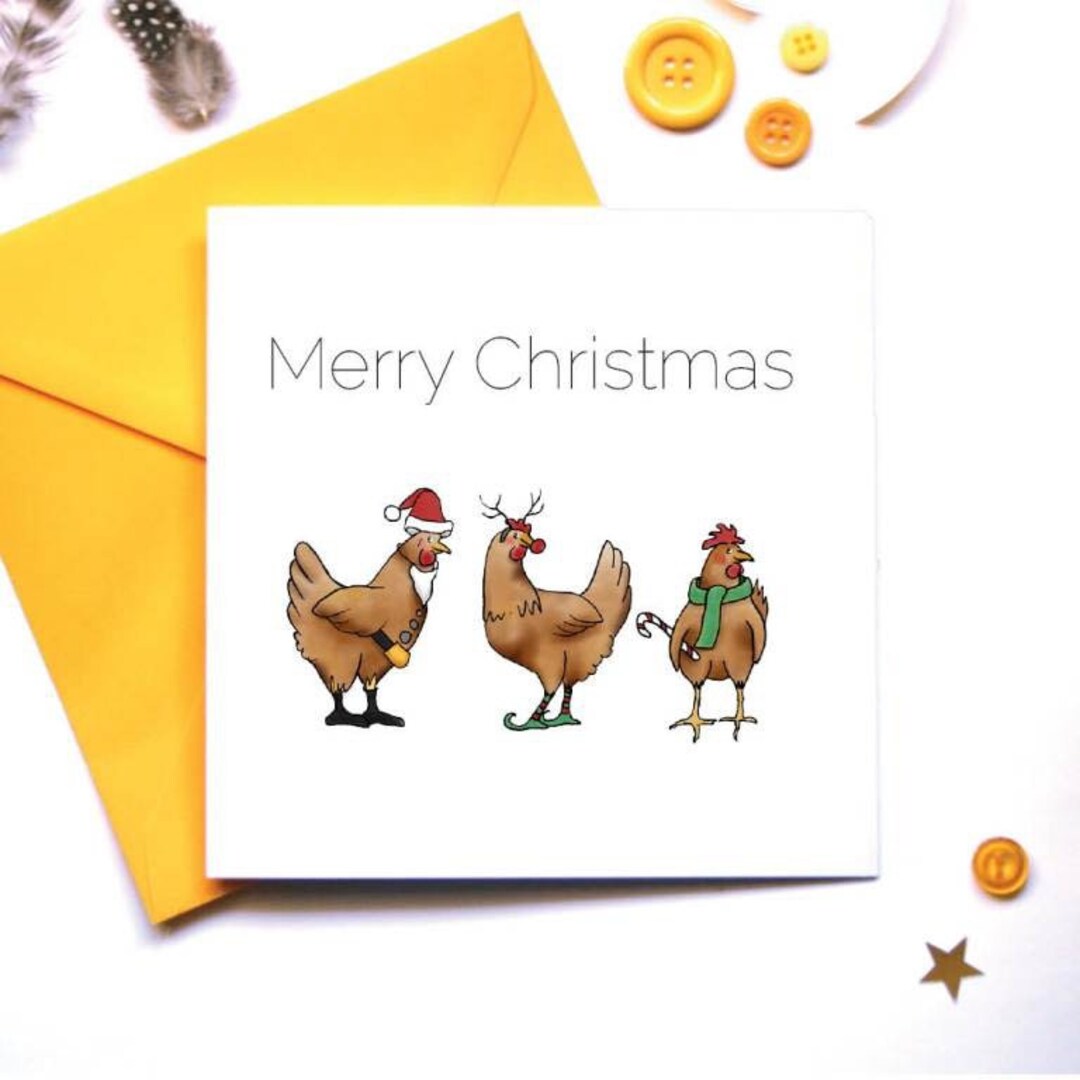 Three Festive Hens Christmas Chicken Card Ideal for a Chicken Lover ...