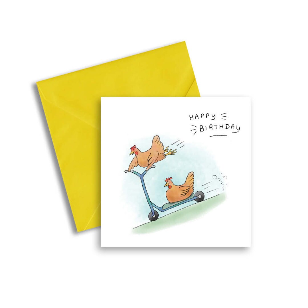 Fun Cute Chicken Birthday Card Chicken Greeting Card Etsy